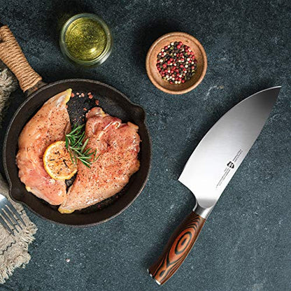  Herb Rocking&Salad Knife- Vegetable Cleaver - High Carbon German Stainless Steel Kitchen Knife - Pakkawood Handle Veggie Chopper - Luxurious Gift Box Included - 7 Inch - Fiery Phoenix Series