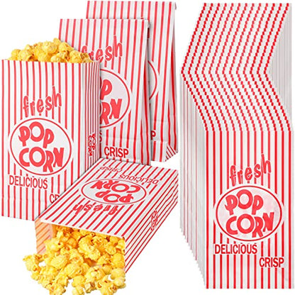  Paper Popcorn Bags 2 Oz Popcorn Bags Individual Servings Red And White Striped Popcorn Bags For Popcorn Machine Movie Nights Birthday Carnival Party Supplies (200 Pcs)