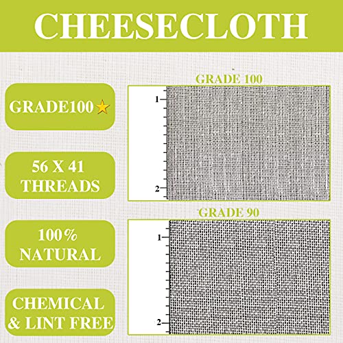  Cheesecloth, Grade 100, 18 Square Feet, 100% Unbleached Pure Cotton Cheesecloth For Straining, Filtering And Roasting, Ultra Fine And Dense Muslin Cloths, Hallowmas