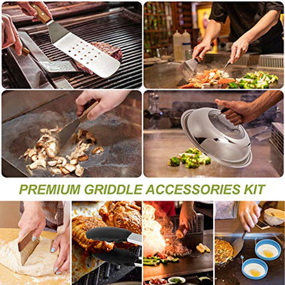  Griddle Accessories Compatible With Blackstone, Black Stone And Camp Chef, Flat Top Grill Accessories Kit, Outdoor Grille Accessories Set BBQ Tools With Griddle Spatula