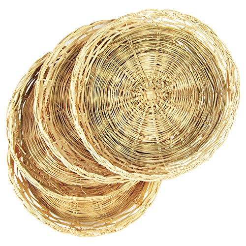  Brown Wicker Paper Plate Holders, 9.75 X 9.75 X 0.5 Inches