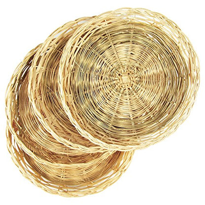  Brown Wicker Paper Plate Holders, 9.75 X 9.75 X 0.5 Inches