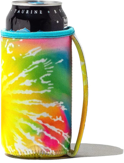  Tall Can Cuff Covers Reusable Insulator With Handle: Neoprene Can Coosies With Insulated Sleeves For Soda, Water Bottle, Beer, Other 16 Oz Tall Can Beverages (Sunflower Tie Dye, Tall 16oz)