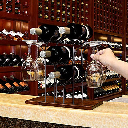  Wine Rack Table Type Wooden Wine Rack Rustic Countertop Wine Rack Countertop Wine Rack Can Hold 4 Bottles And 4 Glasses Metal Wine Rack