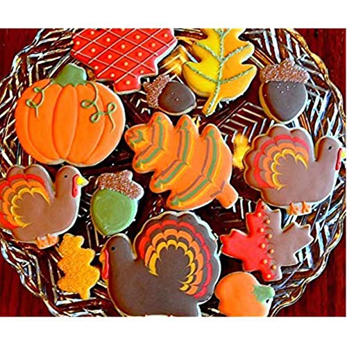  Fall Thanksgiving Cookie Cutters Set - 8 Pieces - Pumpkin, Football,Turkey, Maple Leaf, Oak Leaf,Squirrel ,Candy Corn And Acorn- Stainless Steel