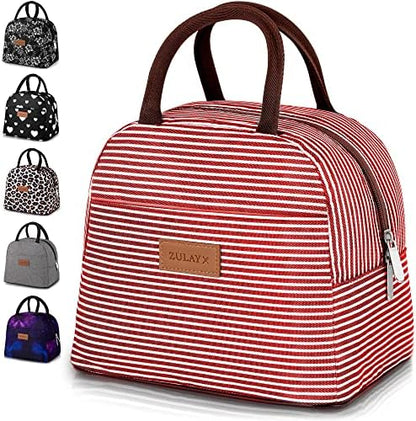  Insulated Lunch Box For Women - Tote Lunch Bag Women Insulated With Soft Padded Handles - Cute Lunch Bags For Women, Teens, Men - Ideal For Work, School, Picnics (Blue With Pink Flowers)