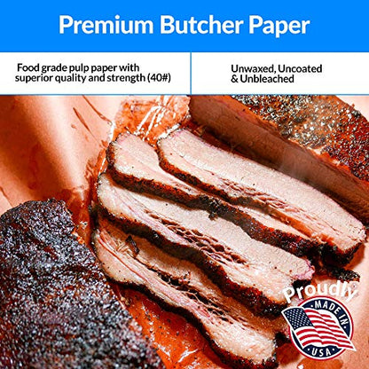  Made In USA | Bulk Value 18 In X 350 Ft (4200 In) Reli. Pink Butcher Paper Roll | Food Grade Peach Kraft Paper For BBQ | Butcher Paper For Smoking Meat | Unwaxed, Meat Wrapping, Meat Smoking (Pink)