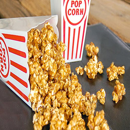  Stic Red White Striped Classic Popcorn Containers For Movie Night - 7.8 Inch Tall X 3.8 Inch Square (4 Pack)