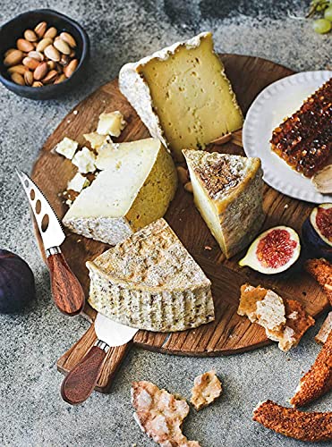  Exquisite 6-Piece Cheese Knives Set, Stainless Steel Cheese Knife Set Collection (Acacia Wood Handle)