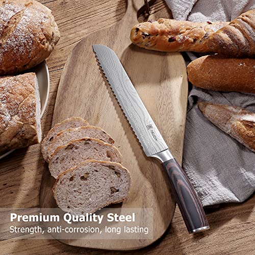  Bread Knife 8 Inch, Ultra Sharp Serrated Knife, Bread Knife For Homemade Bread, German High Carbon Stainless Steel Professional Grade Serrated Bread Knife, With Ergonomic Handle And Gift Box
