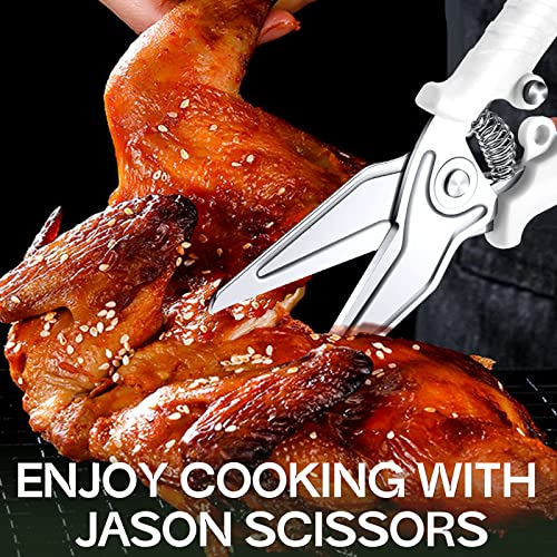  White Kitchen Scissors For Food Heavy Duty Poultry Shears Meat Shears Dishwasher Safe Stainless Steel Cooking Scissors For Chicken Thanksgiving Christmas Day