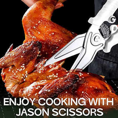  White Kitchen Scissors For Food Heavy Duty Poultry Shears Meat Shears Dishwasher Safe Stainless Steel Cooking Scissors For Chicken Thanksgiving Christmas Day
