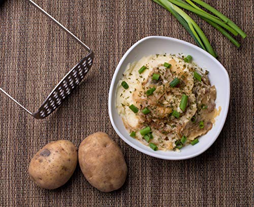  High Quality Stainless Steel Potato Masher With Broad And Ergonomic Horizontal Handle – Fine-grid Mashing Plate For Smooth Mashed Potatoes, Vegetables And Fruits