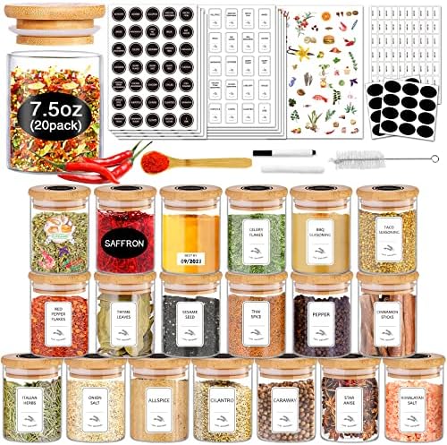  -Glass Jars With Bamboo Lids 32 Oz 8 Pcs Glass Food Storage Containers With Airtight Bamboo Lids, Glass Canisters Stackable Kitchen Pantry Bamboo Lid For Coffee Beans, Rice, Sugar And More