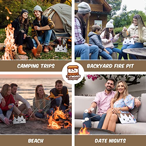  He S'mores Company - Smores Caddy & 4 Marshmallow Roasting Sticks Kit, Large Marshmallow Smores Caddy Kit For Fire Pit Campfire Accessories, For Camping, Glamping, BBQ, Picnic
