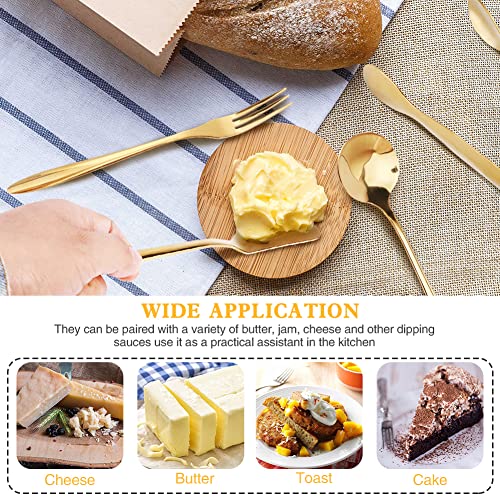  14 Pcs Cheese Spreader Set, Cheese Butter Jam Spreader Knives Set | Easy Clean, Stainless Steel Butter Knife, Mini Tongs, Serving Spoon And Fork For Cheese, Butter, Jam, Pastry(Gold)