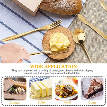  14 Pcs Cheese Spreader Set, Cheese Butter Jam Spreader Knives Set | Easy Clean, Stainless Steel Butter Knife, Mini Tongs, Serving Spoon And Fork For Cheese, Butter, Jam, Pastry(Gold)