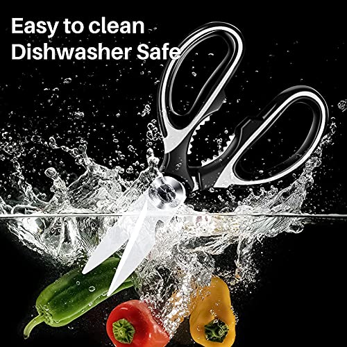  Heavy Duty Kitchen Shears With Protective Sheath Kitchen Meat Scissors, Dishwasher Safe Cooking Scissors, Food Scissors For Chicken, Poultry, Fish, Herbs, Black+White