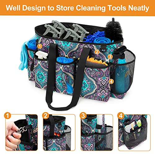  Tote Cleaning Caddy With Dividers For Cleaning Supplies, Cleaning Bag Organizer With Handle Strap For Cleaning Work, Totem, (Bag Only)