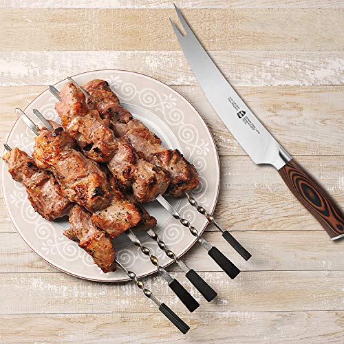  - 8'' Barbecue Knife - Meat & Carving Forks Knife Ham&Butter Knives Fork-Shaped Tip Knives Flexible Utility Knife - HC German Steel Full Tang Pakkawood Handle - Gift Box Included - Fiery Series