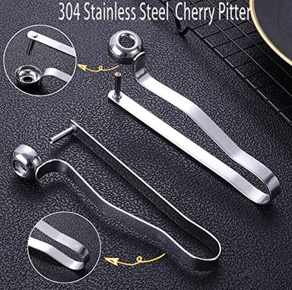  2PCS Cherry Pitter Tools, Cherry Seed Core Remover Olives Pitter Tool, Stainless Steel Cherries Corer, Great For Cherry, Jujube, Red Date, Hawthorn Or More