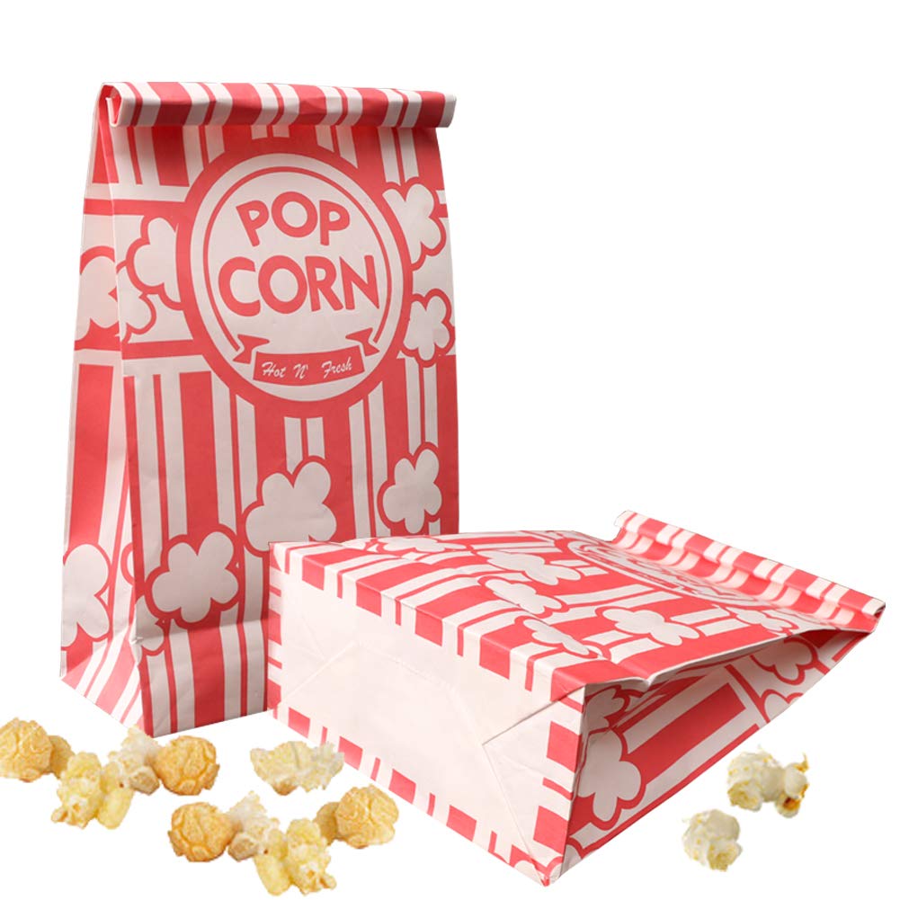  Eriqi Popcorn Bags, 2 Oz Flat Bottom Paper Popcorn Bags For Family Movie Night Baseball Themed Carnival Christmas Birthday Party 100 Pcs