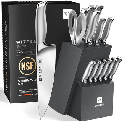  Steak Knives Set Of 8, NSF Certified German 1.4116 Steel Serrated Steak Knife Set, Dishwasher Safe One Piece Design Kitchen Knives Set With Gift Box