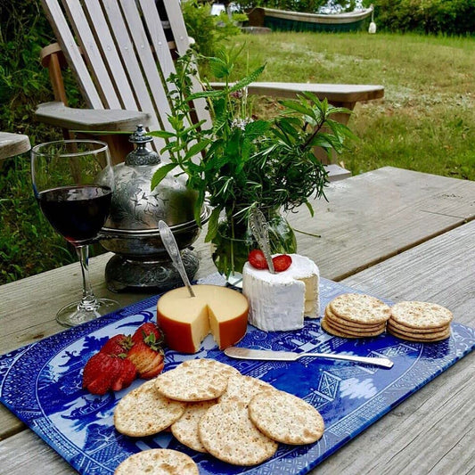  Blue Willow Tempered Glass Cutting Board- 15 X 12 Inch