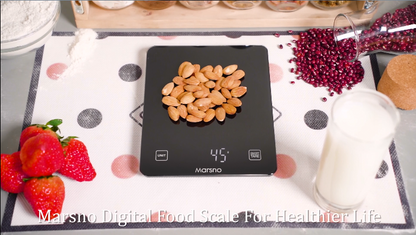  Digital Food Kitchen Scale,Marsno 22lb Food Scale Digital Weight Grams And Oz For Cooking Baking, 1g/0.1oz Precise Graduation, Sleek Tempered Glass Battery Included (Black)