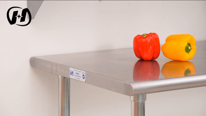  Ally Stainless Steel Table For Prep & Work 24 X 48 Inches, NSF Commercial Heavy Duty Table With Undershelf And Backsplash For Restaurant, Home And Hotel